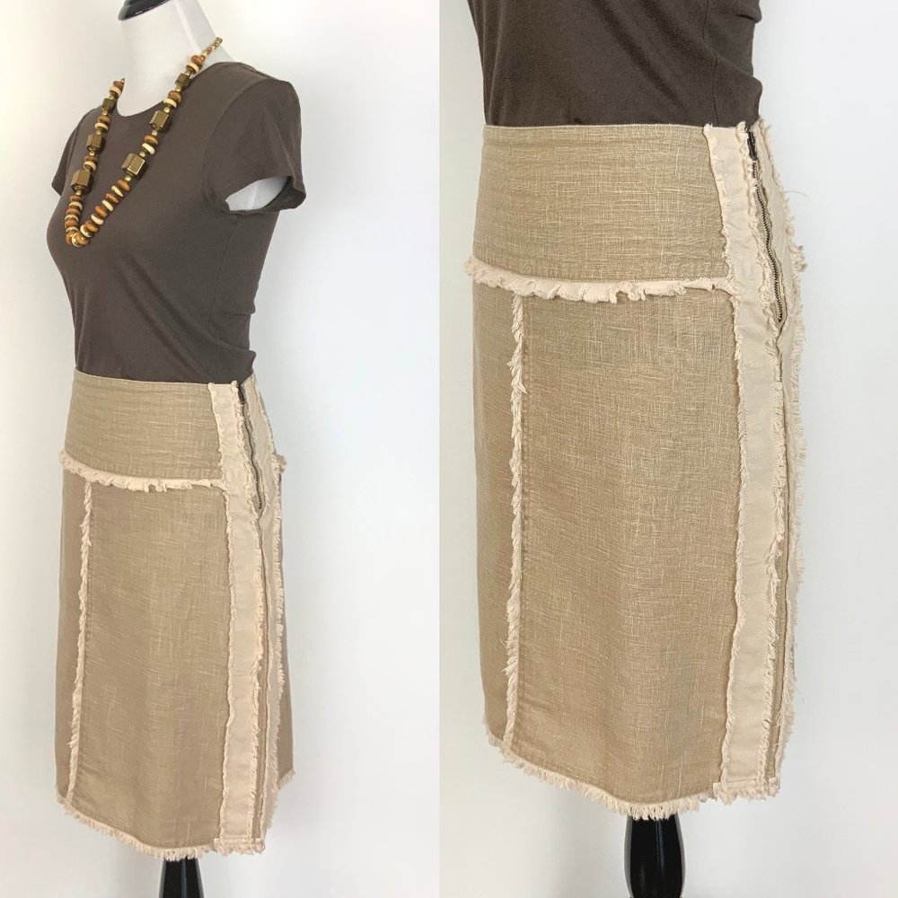 Vintage Broadway Ramie Fringe Pencil Skirt Size 8